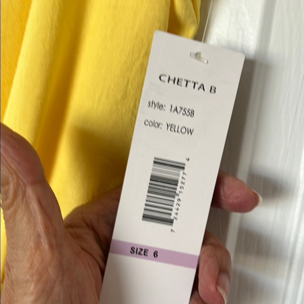 Chetta B Yellow Asymmetrical Wrap Dress   Sz 6 - Picture 3 of 5